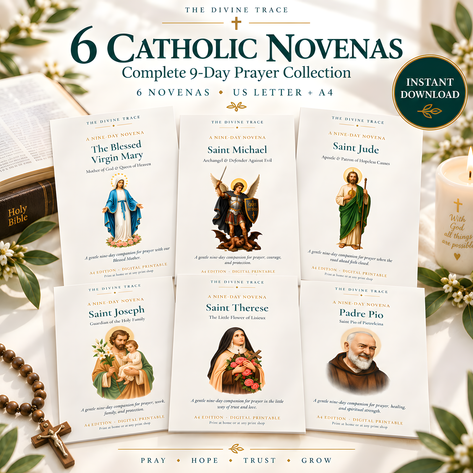 6 Catholic Saints Novenas Prayer Guide Bundle