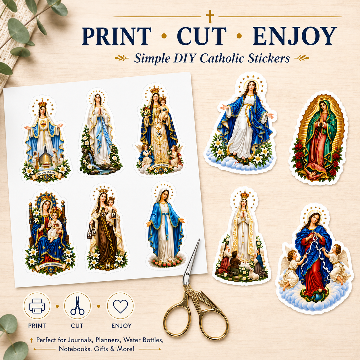 Marian Printable Stickers – 12 Catholic Designs - Image 4