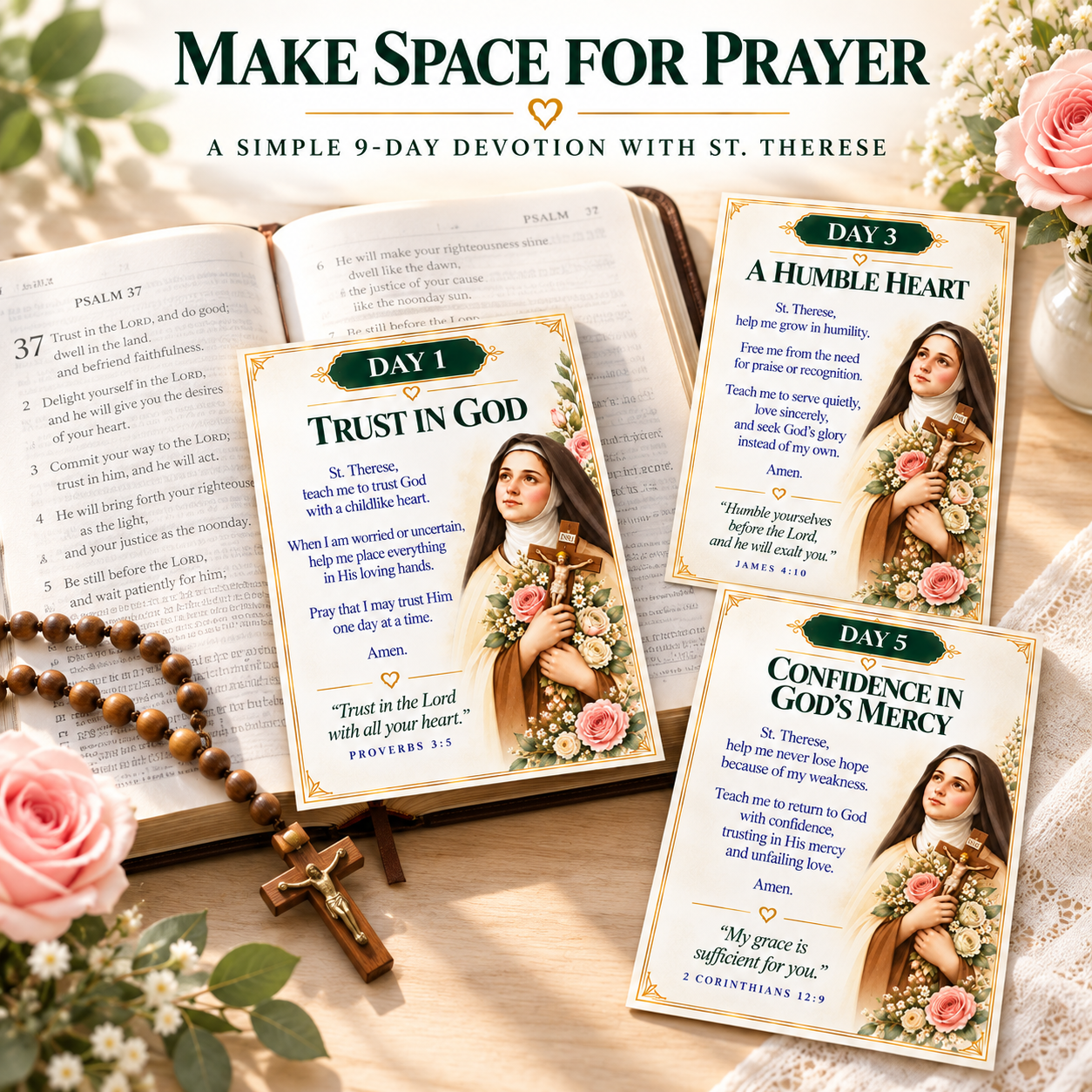 St. Therese 9-Day Novena Prayer Cards - Image 3