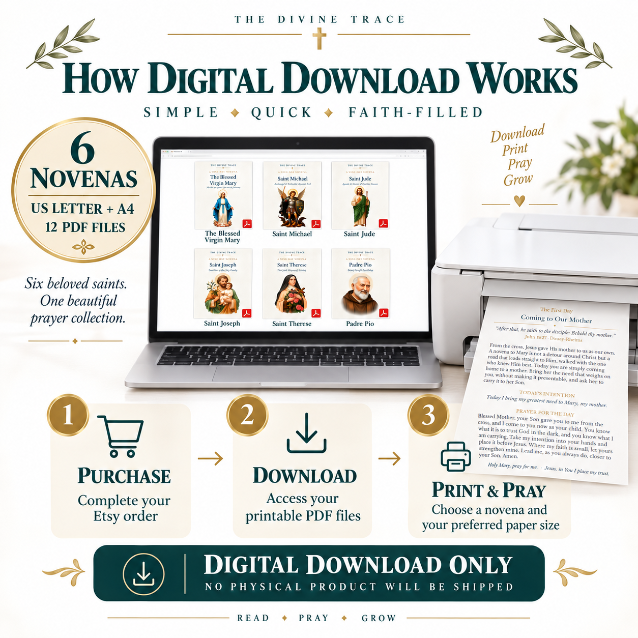 6 Catholic Saints Novenas Prayer Guide Bundle - Image 9