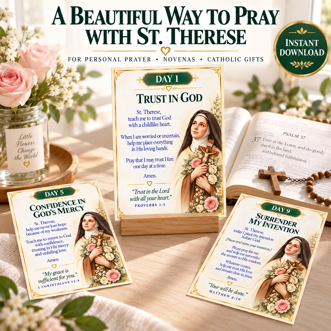 St. Therese 9-Day Novena Prayer Cards - Image 5