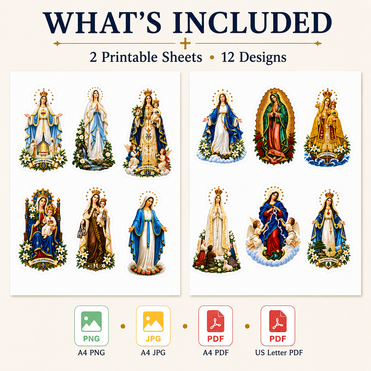 Marian Printable Stickers – 12 Catholic Designs - Image 2