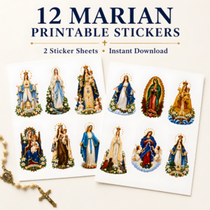 Marian Printable Stickers – 12 Catholic Designs