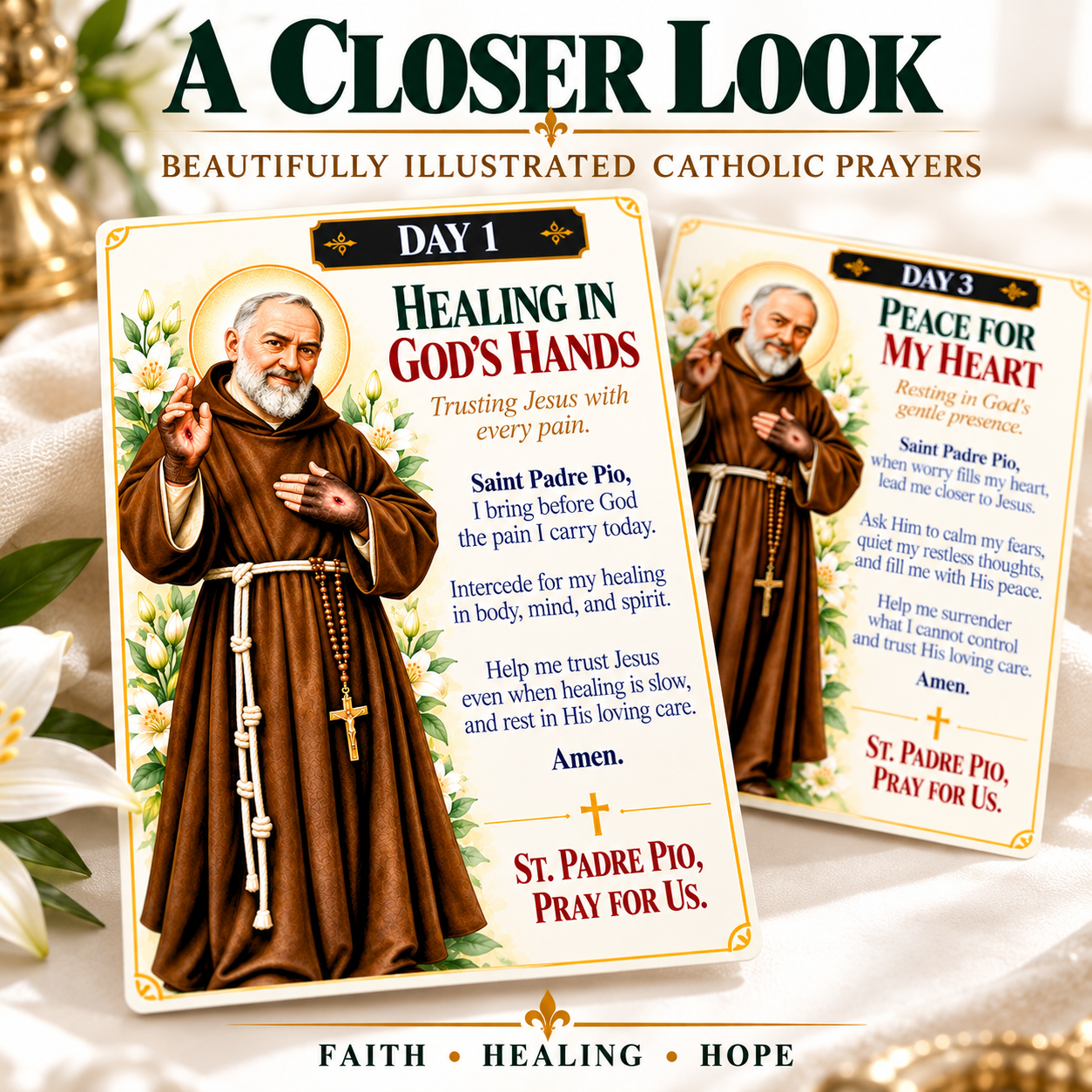 a closer look illustrated padre pio prayer cards a closer look illustrated padre pio prayer cards