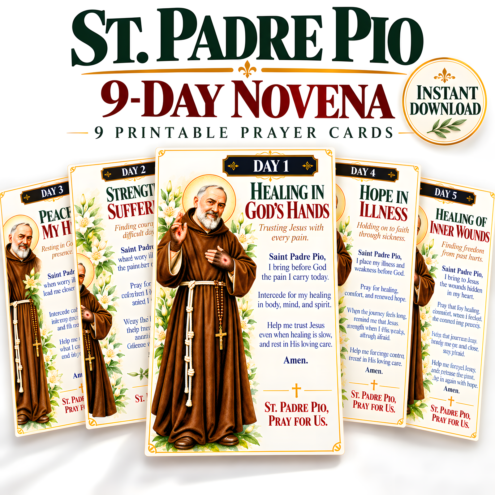 st. padre pio novena prayer cards
